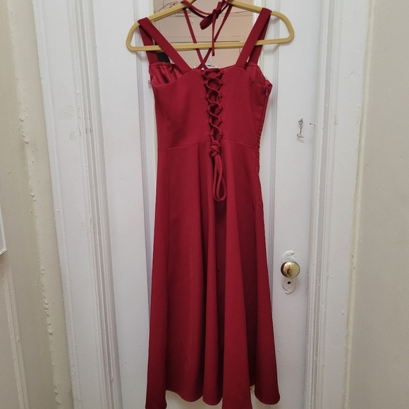 Milkmaid‎ Corset Midi Dress Wine Color Sz M Goth Grunge Dark Romantic - Picture 4 of 9